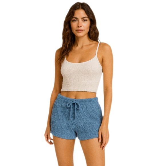 Free People Pants - Free People Intimately Blue Textured Knit Lounge Shorts — Size M